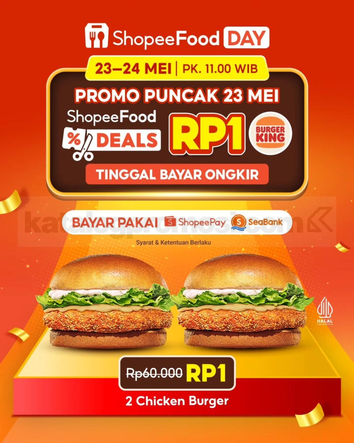 Promo Burger King ShopeeFood Deals 2 Chicken Burger Rp. 1,- Promo Burger King ShopeeFood Deals 2 Chicken Burger Rp. 1,- melalui aplikasi ShopeeFood