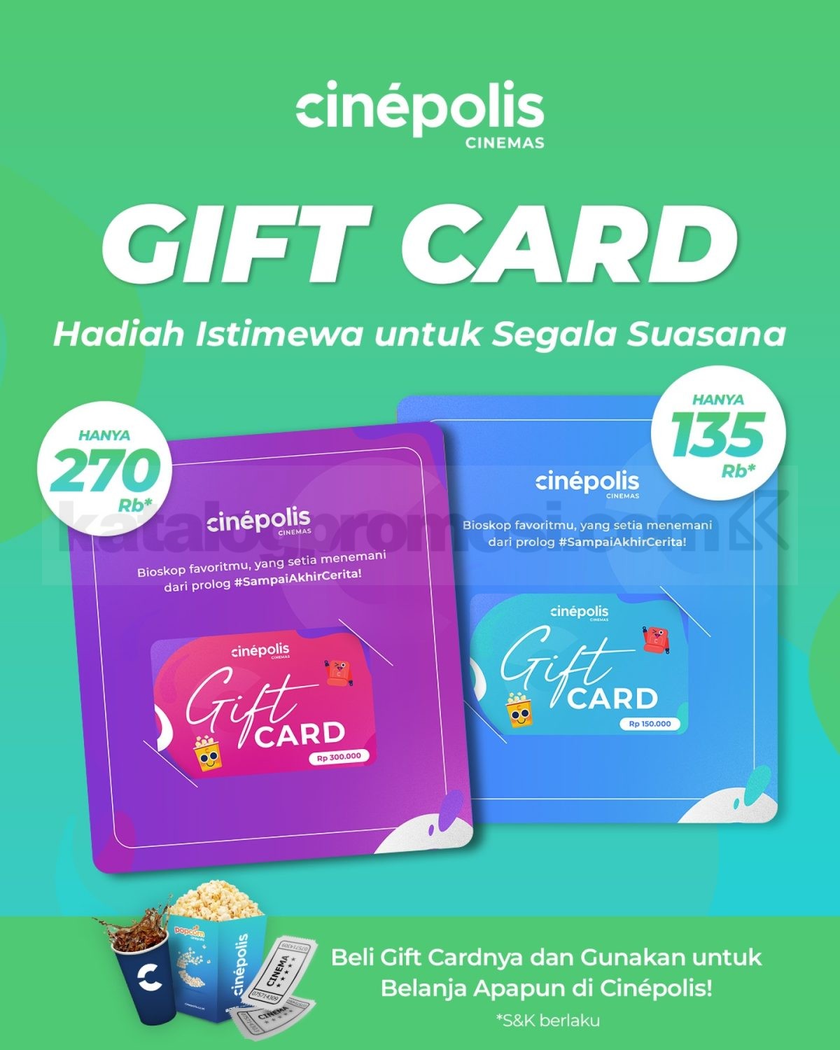 Promo Cinépolis Gift Card Akhir Tahun Diskon 10% Promo Cinépolis Gift Card Akhir Tahun Diskon 10% isi Rp. 150.000 dan Rp. 300.000