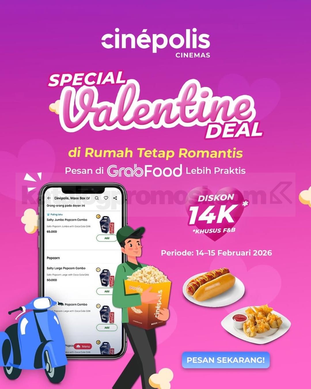 Promo Cinépolis GrabFood Valentine Diskon Rp. 14.000 Promo Cinépolis GrabFood Valentine Diskon Rp. 14.000 camilan bioskop