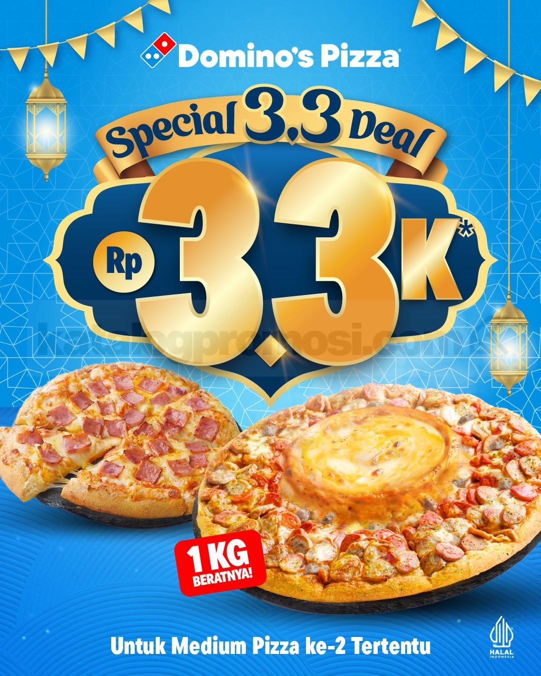Promo Domino’s Pizza 3.3 Flash Sale Medium Ke-2 Rp. 3.300 Promo Domino’s Pizza 3.3 Flash Sale Medium ke-2 Rp. 3.300 selama persediaan masih ada