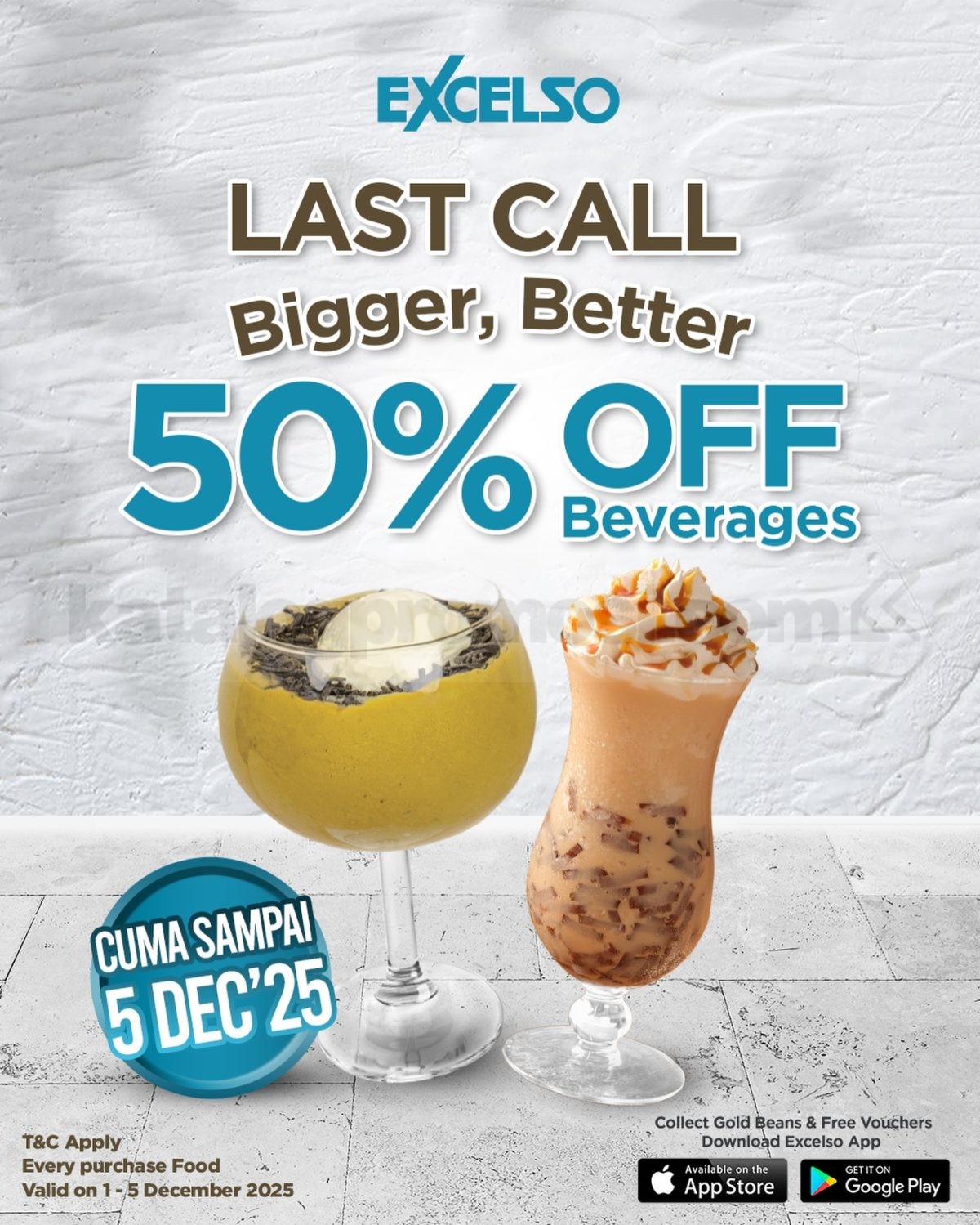 Promo Excelso Beverages Diskon 50% Promo Excelso Beverages Diskon 50 persen berlaku 1 sampai 5 Desember 2025