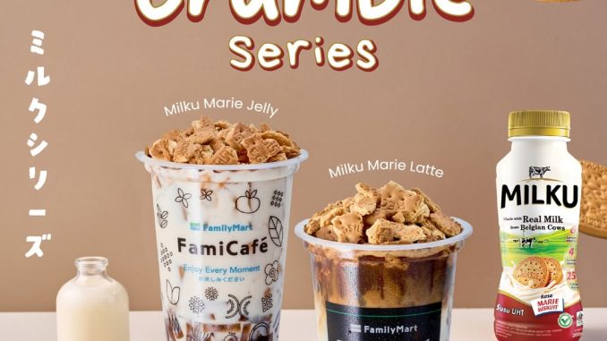 Promo FamilyMart x MILKU New! Marie Crumble Series Rp. 14.000 minuman crumble