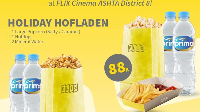 Promo FLIX Cinema Holiday Combo mulai Rp. 88.000 dengan paket popcorn besar, hotdog atau fries, minuman, dan AI Photo tertentu