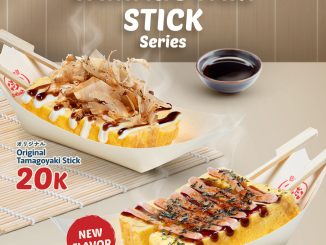 Promo Gindaco Tamagoyaki Stick Series Menu Jepang mulai Rp. 20.000 dengan varian original dan mentaiko