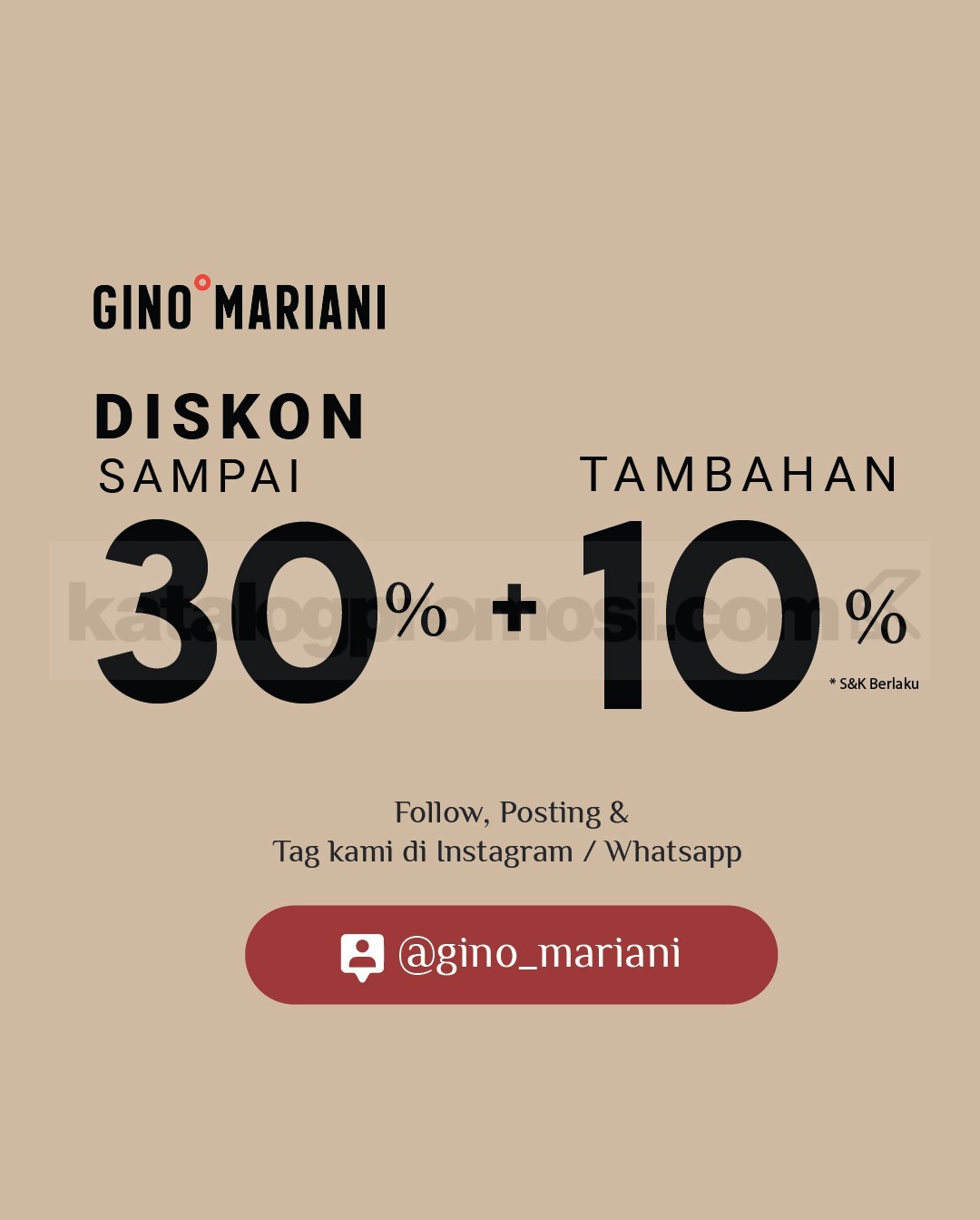 Promo Gino Mariani Diskon sampai 30% + 10% Tambahan* Gino Mariani Diskon sampai 30% + 10% Tambahan dengan review sosial media