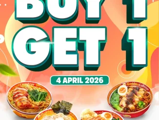 Promo Golden Lamian 4.4 buy 1 get 1 menu utama tanggal 4 April 2026 di seluruh store kecuali tertentu