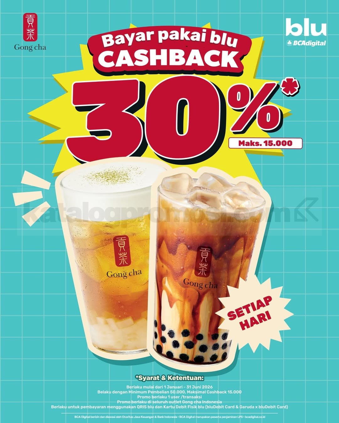 Promo Gong Cha Cashback 30% Pakai QRIS blu Promo Gong Cha Cashback 30% pakai QRIS blu dan kartu debit blu