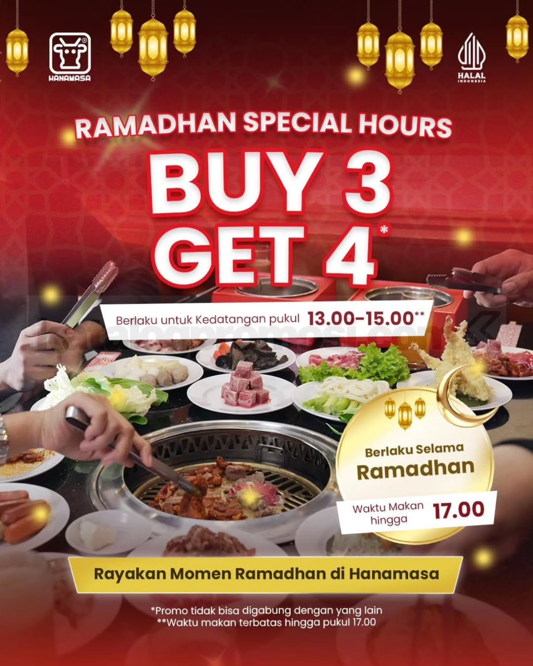 Promo Hanamasa Ramadhan Special Hours Buy 3 Get 4 Promo Hanamasa Ramadhan Special Hours Buy 3 Get 4 jam 13.00–17.00 selama bulan Ramadhan