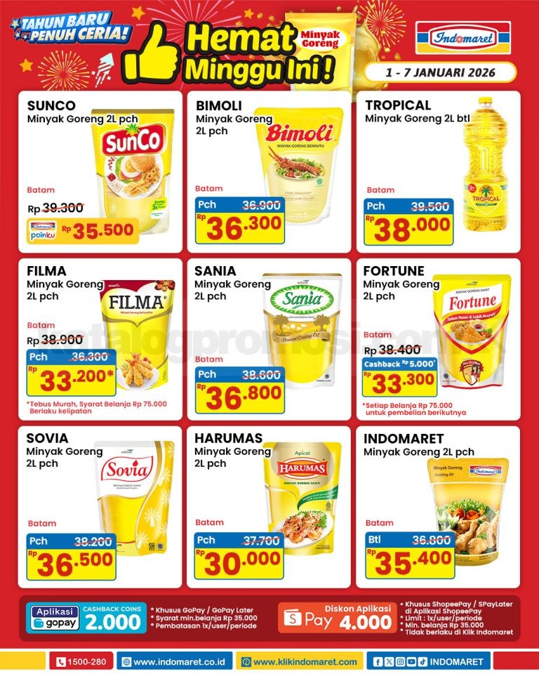 Promo INDOMARET MINYAK GORENG 01-07 Januari 2026 • SoPasti.Com