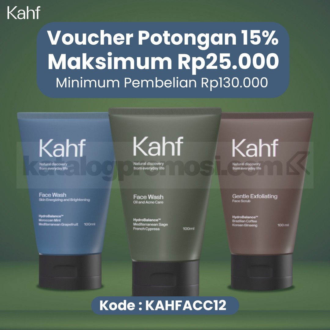 Promo Kahf Shopee Voucher Diskon 15% Grooming Pria Promo Kahf Shopee Voucher Diskon 15% hingga Rp. 25.000 untuk produk grooming pria