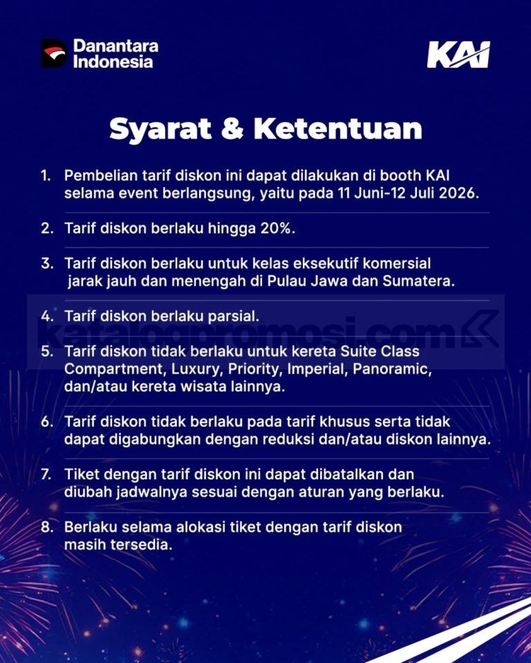 Promo KAI Jakarta Fair Kemayoran Diskon Tiket hingga 20%