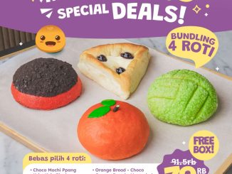 Promo Loaf Bun Spesial 5.5 Bundling 4 Roti Rp. 79.000 dengan bebas pilih 4 roti favorit dan free box