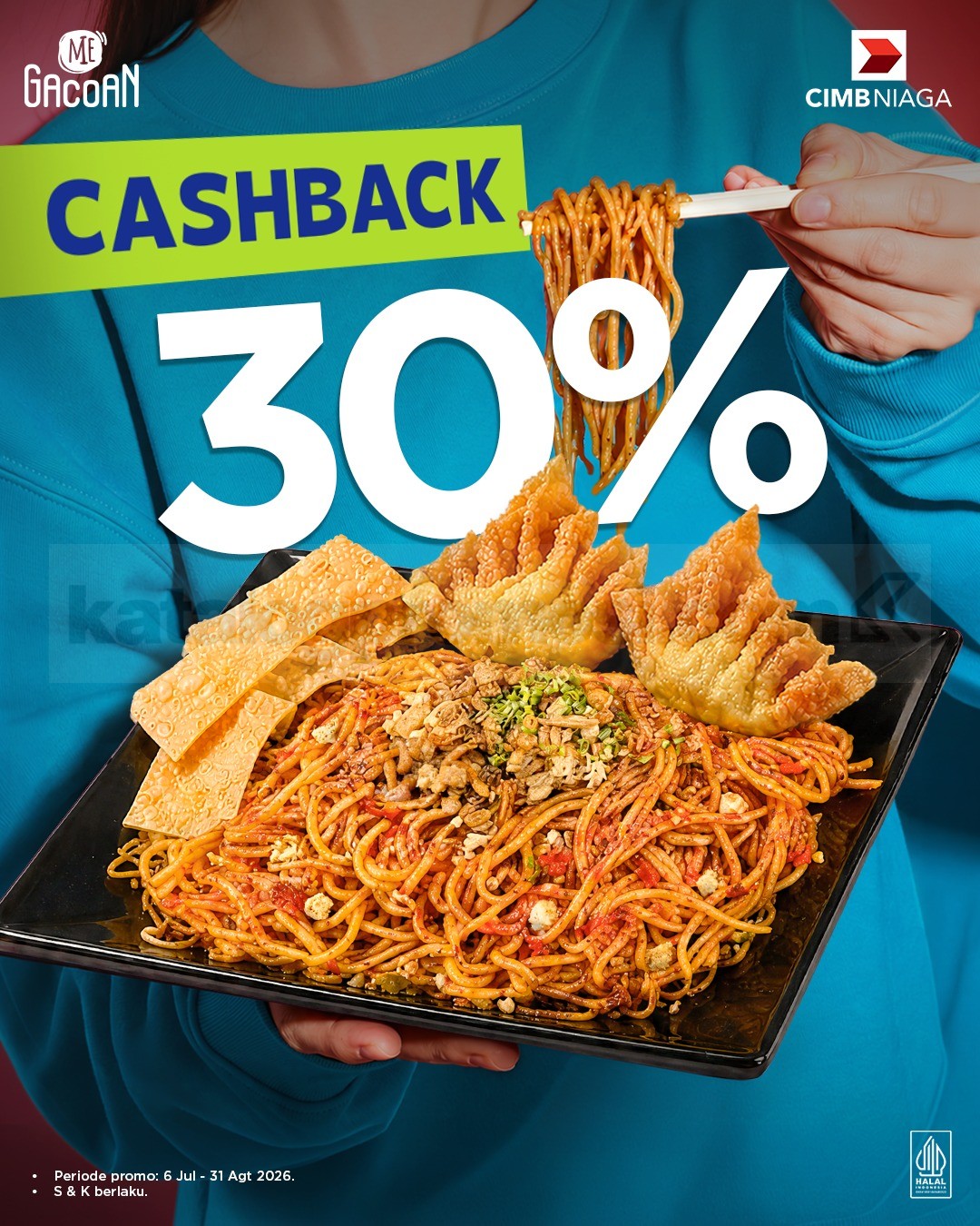 Promo Mie Gacoan QRIS OCTO Mobile Cashback 30% Promo Mie Gacoan QRIS OCTO Mobile Cashback 30% tanpa minimum transaksi berlaku 6 Juli–31 Agustus 2026.