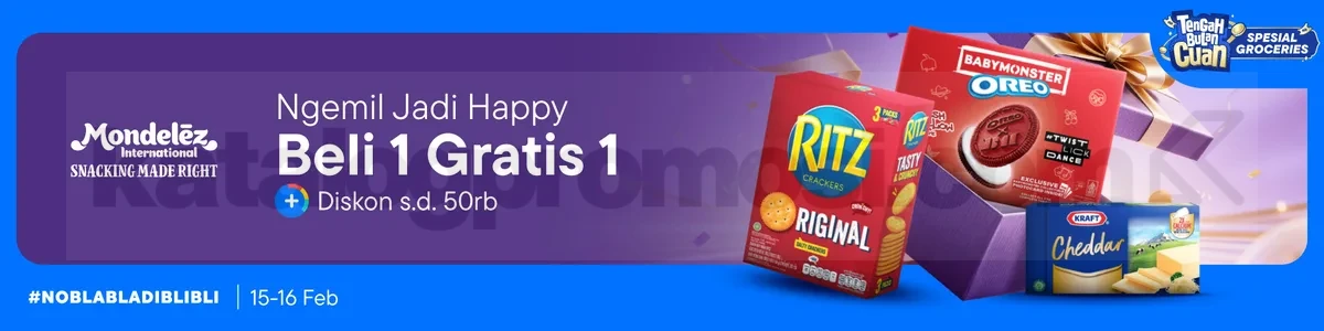 Promo Mondelez Tengah Bulan Cuan Beli 1 Gratis 1 Promo Mondelez Tengah Bulan Cuan Beli 1 Gratis 1 dan diskon Rp. 50.000 via kode voucher di Blibli