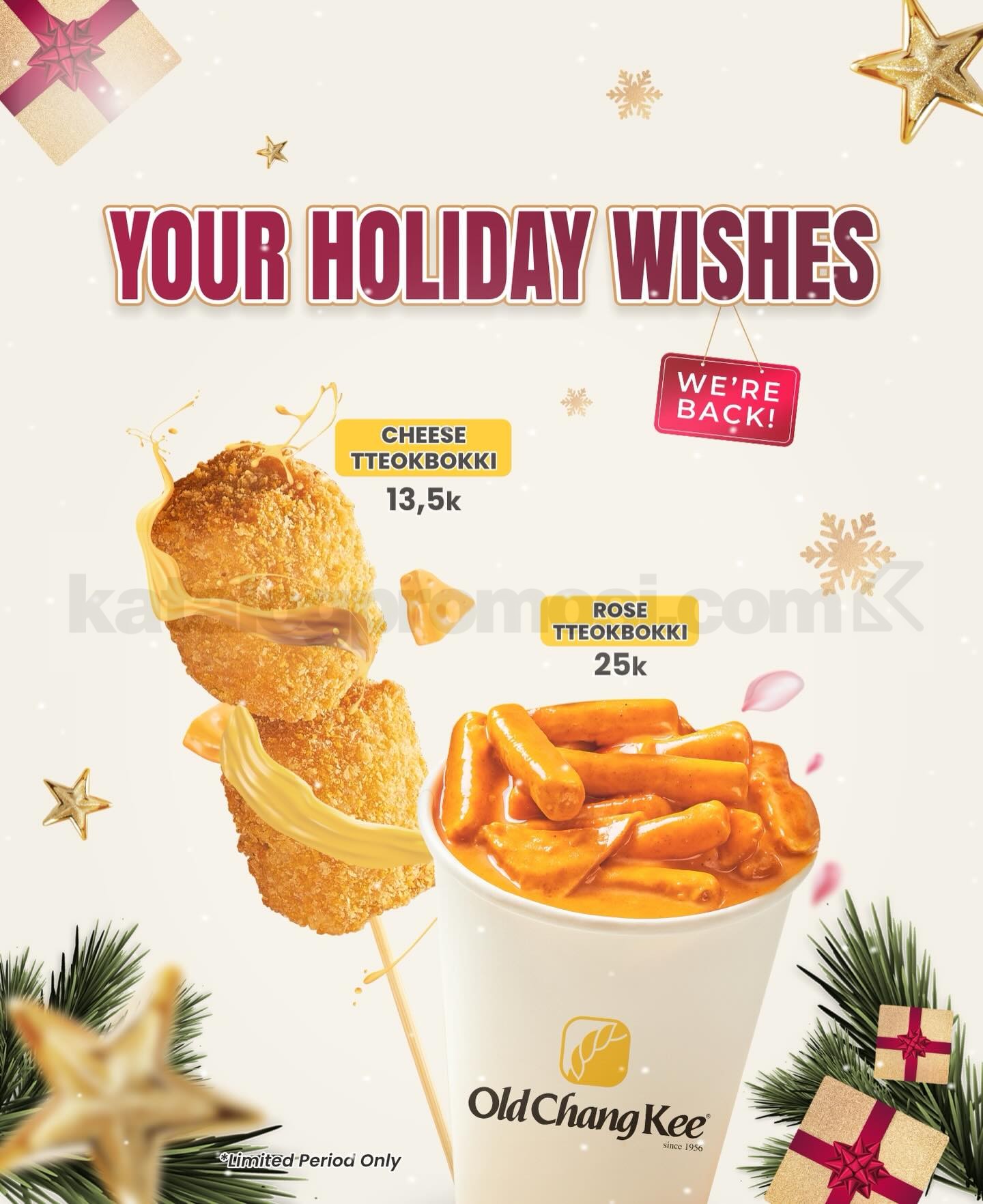 Promo Old Chang Kee Holiday Tteokbokki mulai Rp. 13.500 Promo Old Chang Kee Holiday Tteokbokki mulai Rp. 13.500 dengan pilihan Cheese dan Rose