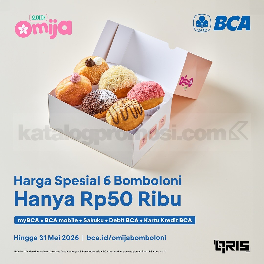 Promo Omija Cafe 6 Bomboloni Rp. 50 ribu Pakai QRIS BCA Promo Omija Cafe 6 Bomboloni Rp. 50 ribu Pakai QRIS BCA bebas pilih rasa