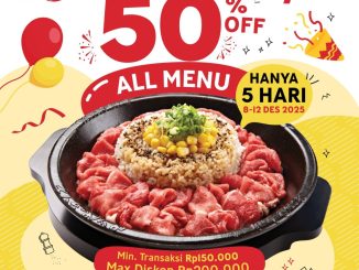 Promo Pepper Lunch BRI diskon 50% semua menu dengan min. transaksi Rp50.000 berlaku 8–12 Desember 2025.