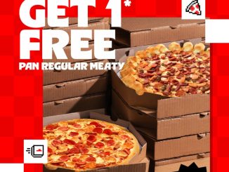Promo Pizza Hut 12.12 BUY 1 GET 1 Gratis Pan Regular Meaty dengan pilihan Molly Pink Pizza dan Stuffed Crust.
