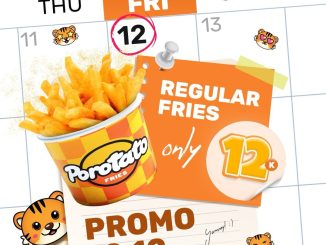 Promo Porotato Fries 12.12 Regular Fries Rp. 12.000 khusus pembelian langsung di outlet tertentu.