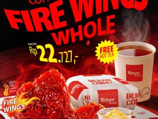 Promo Richeese Factory Combo Fire Wings mulai Rp. 22.727 dengan rice dan free hot tea