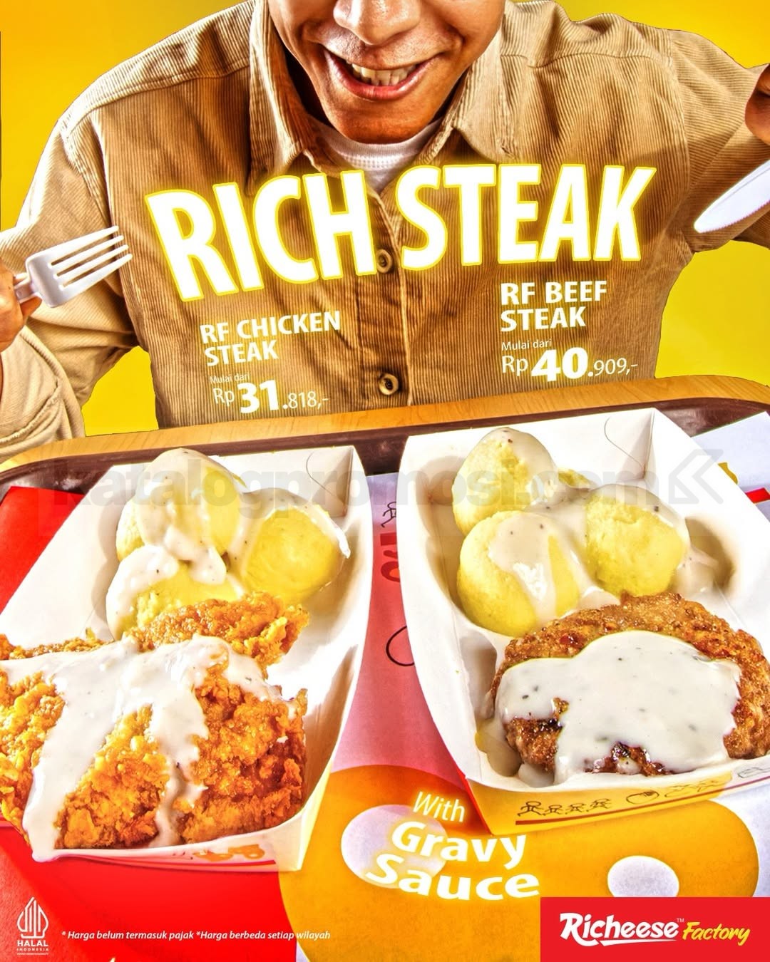 Promo Richeese Factory Rich Steak Mulai Rp.31.818 Promo Richeese Factory Rich Steak Mulai Rp. 31.818 dengan menu chicken dan beef steak