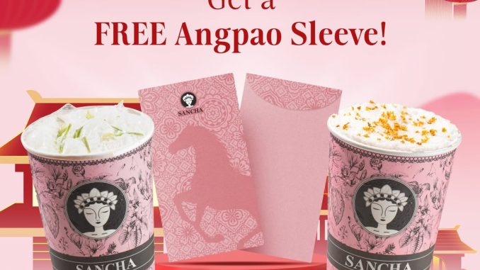 Promo Sancha Chinese New Year Gratis Angpao beli minuman dapat sleeve
