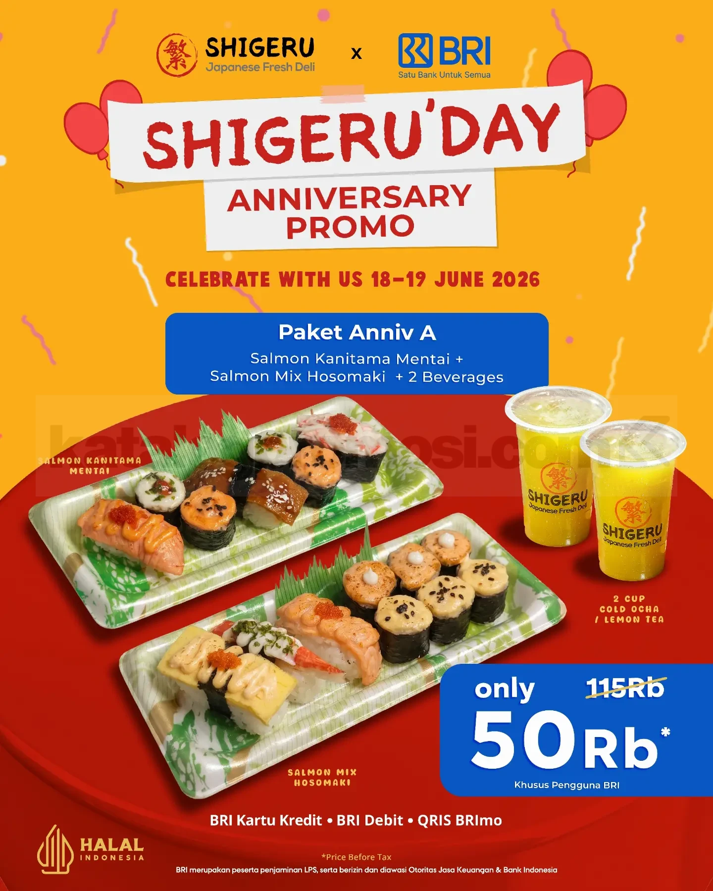 Promo Shigeru SHIGERU'DAY Paket Berdua Rp. 50.000 Promo Shigeru SHIGERU'DAY Paket Berdua Rp. 50.000 anniversary paket makan 2 orang