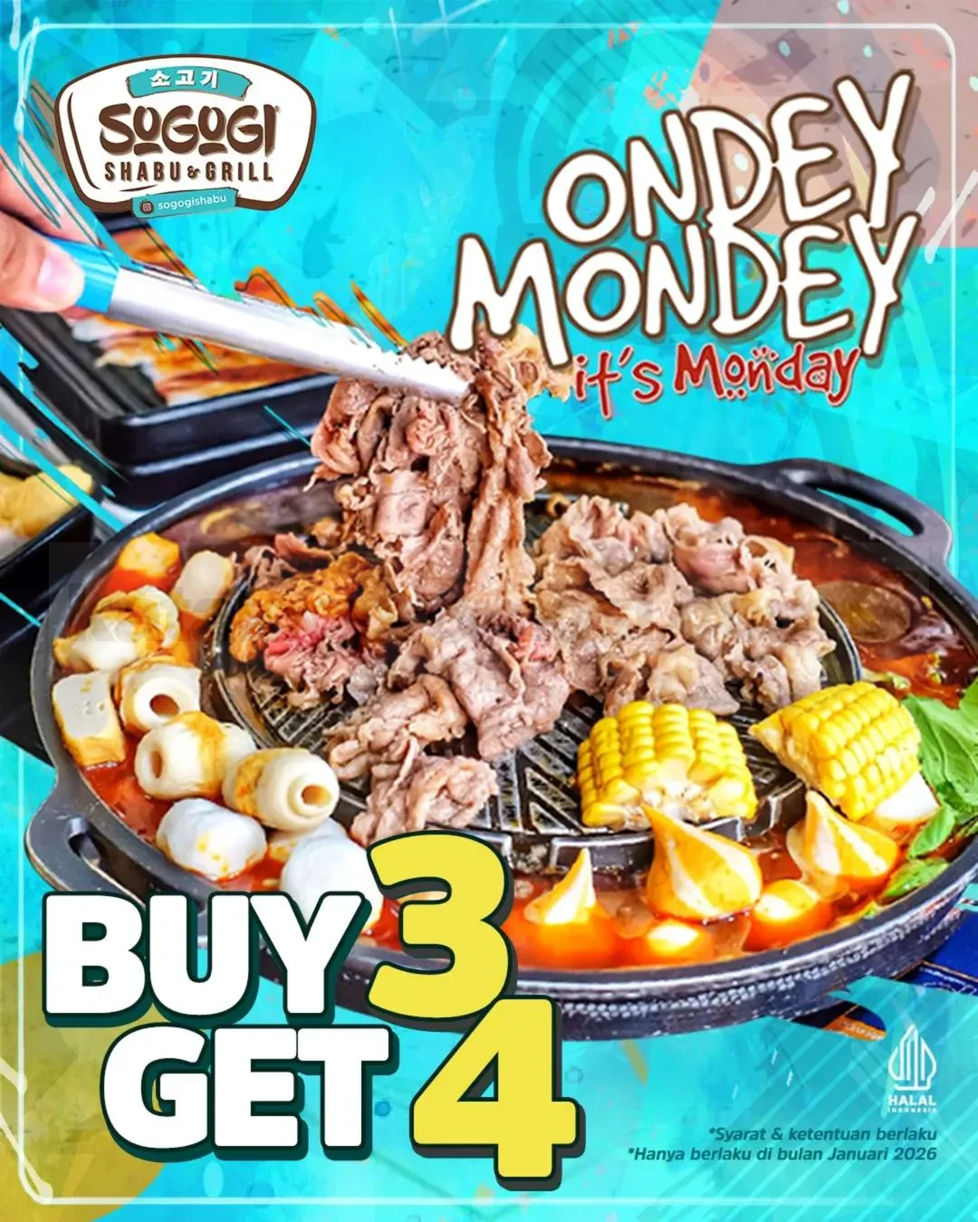 Promo Sogogi Shabu Ondey Mondey Buy 3 Get 4 Promo Sogogi Shabu Ondey Mondey Buy 3 Get 4 makan berempat bayar bertiga