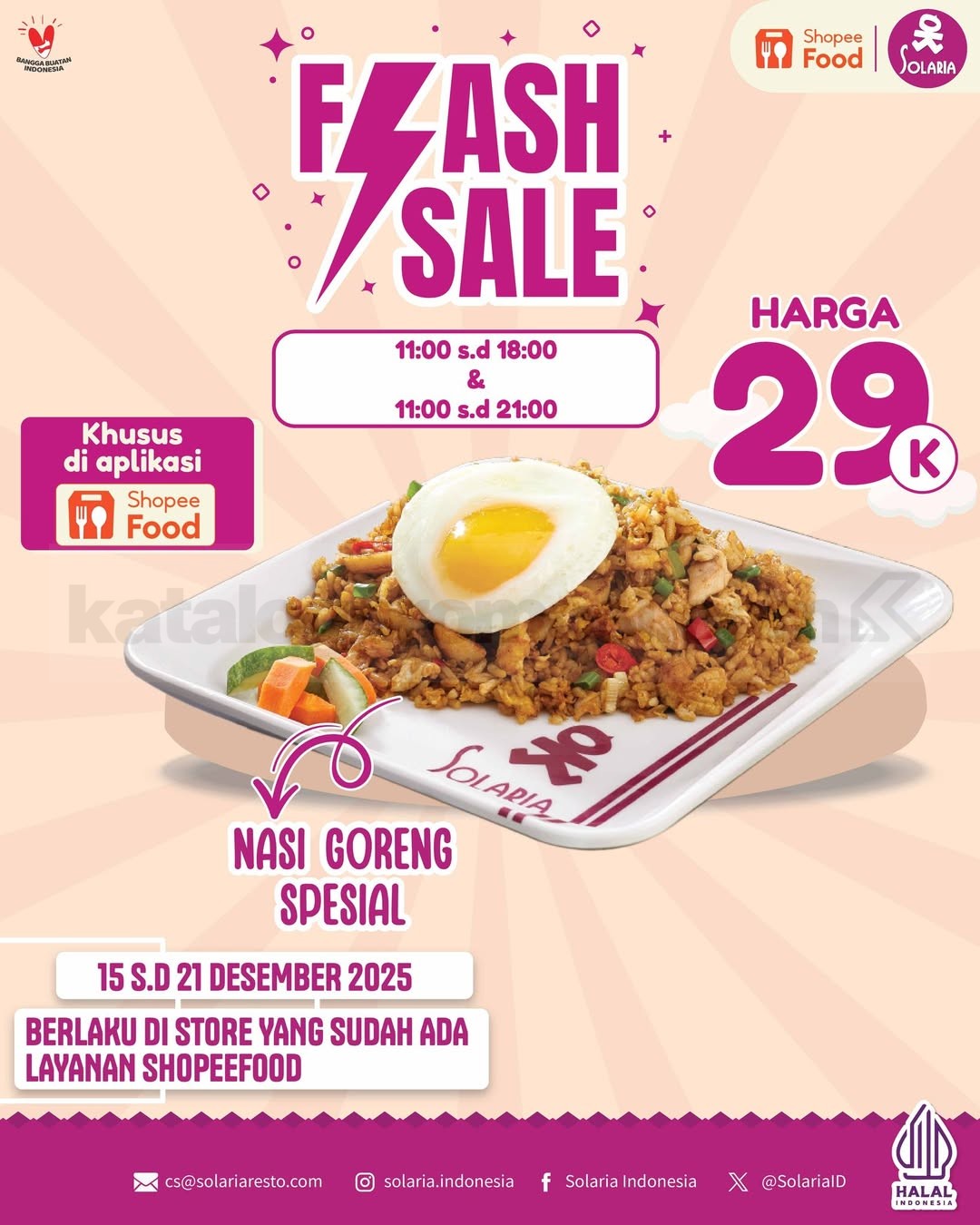 Promo Solaria Flash Sale Nasi Goreng Spesial Rp. 29.000 Promo Solaria Flash Sale Nasi Goreng Spesial Rp. 29.000 via ShopeeFood
