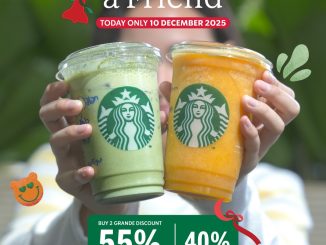 Promo Starbucks Treat A Friend 2 Grande Beverage Diskon 55% berlaku satu hari di seluruh outlet Indonesia