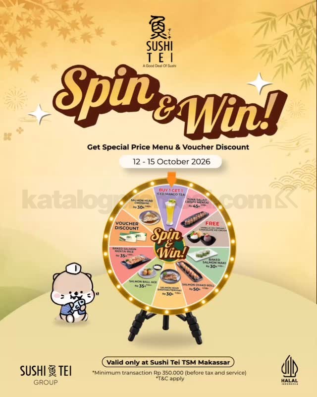 Promo Sushi Tei Spin & Win Berhadiah Voucher Diskon