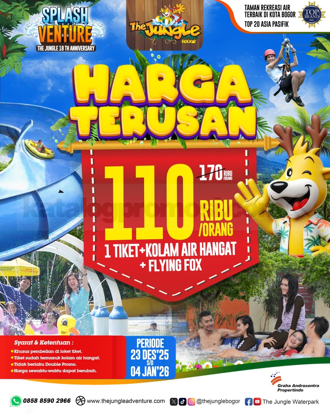 Promo The Jungle Harga Terusan Paket All In Rp. 110.000 Promo The Jungle Harga Terusan Paket All In Rp. 110.000 tiket renang flying fox kolam air hangat