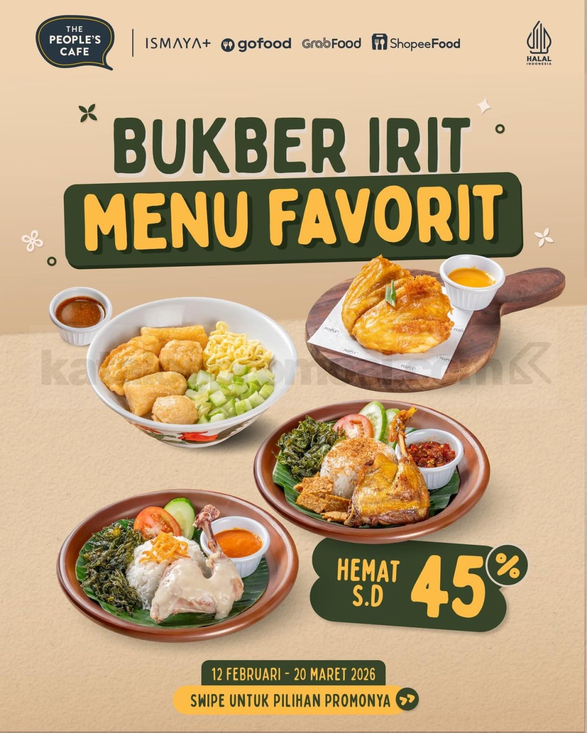 Promo The People’s Cafe Bukber Irit Diskon hingga 45% Promo The People’s Cafe Bukber Irit Diskon hingga 45% paket Ramadan mulai Rp. 26.000