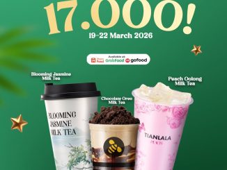 Promo Tianlala Traktir Hari Raya Milk Tea Rp. 17.000 pilihan Blooming Jasmine, Chocolate Oreo, dan Peach Oolong