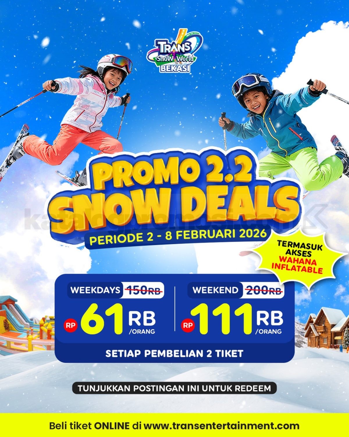 Promo Trans Snow World Bekasi 2.2 Snow Deals Tiket Mulai Rp. 61.000 Promo Trans Snow World Bekasi 2.2 Snow Deals Tiket Mulai Rp. 61.000