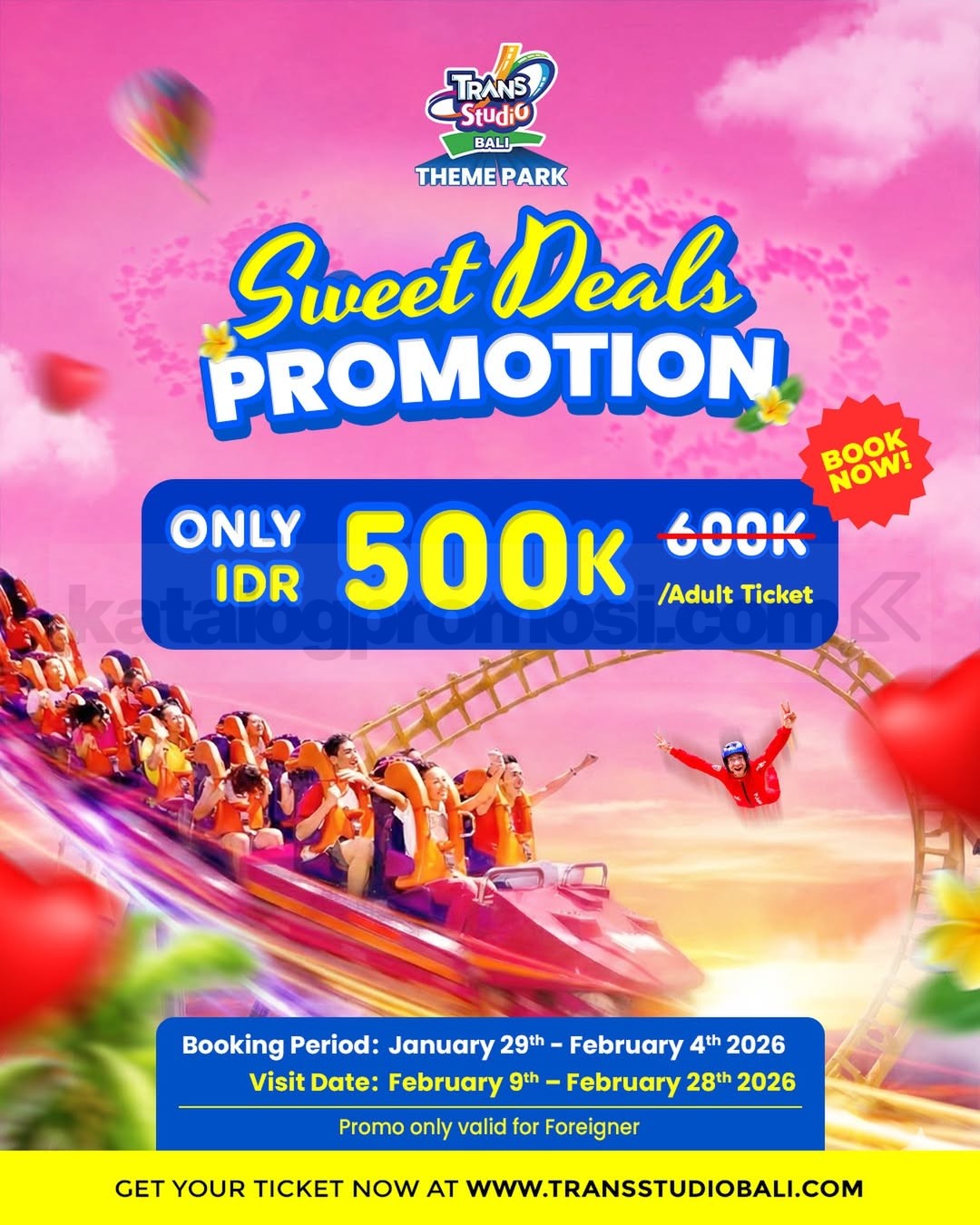 Promo Trans Studio Bali Sweet Deals Tiket Wahana Rp. 500.000 Promo Trans Studio Bali Sweet Deals tiket wahana Rp. 500.000 untuk pengunjung asing