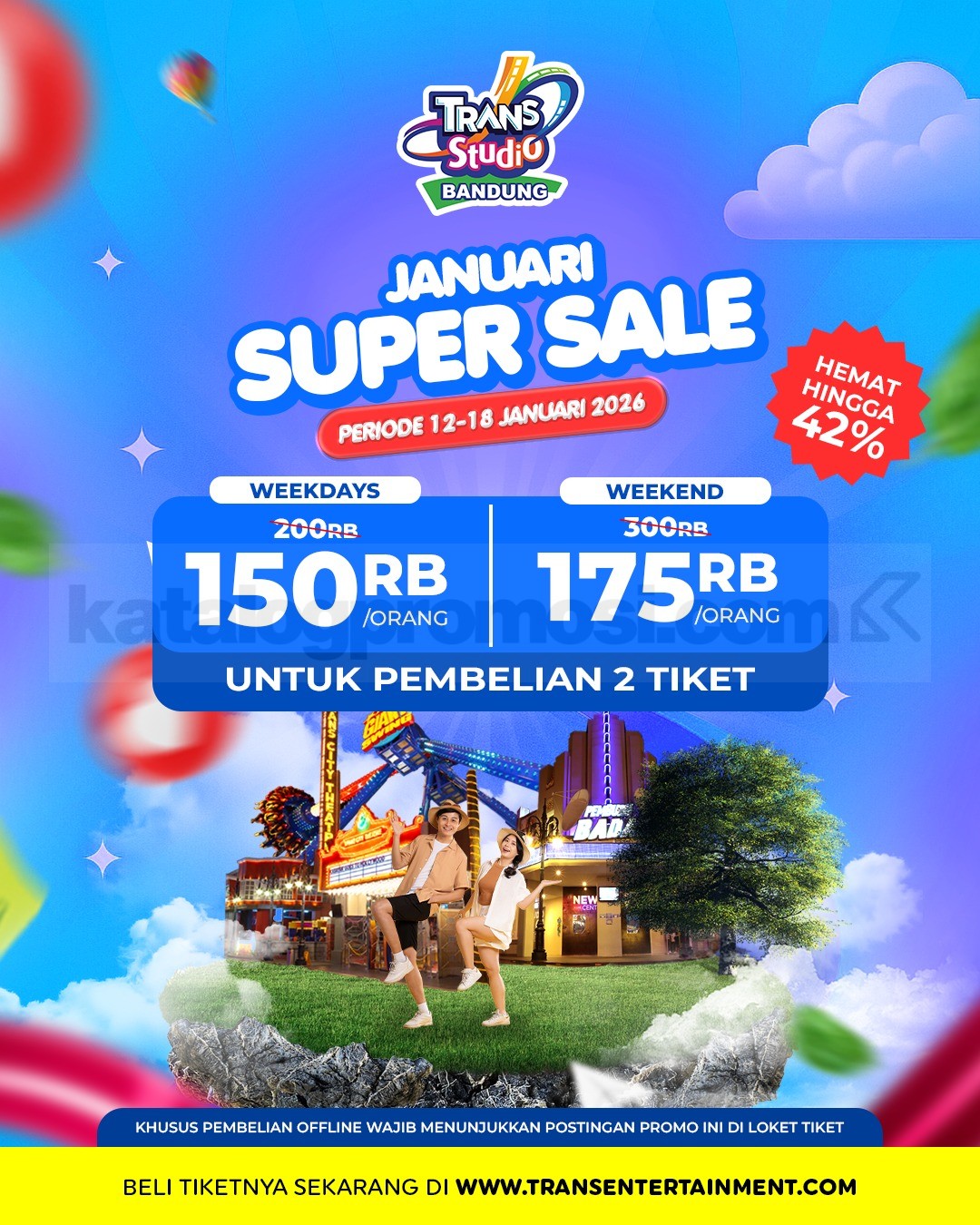 Promo Trans Studio Bandung Januari Super Sale Tiket mulai Rp. 150.000 Promo Trans Studio Bandung Januari Super Sale tiket mulai Rp. 150.000