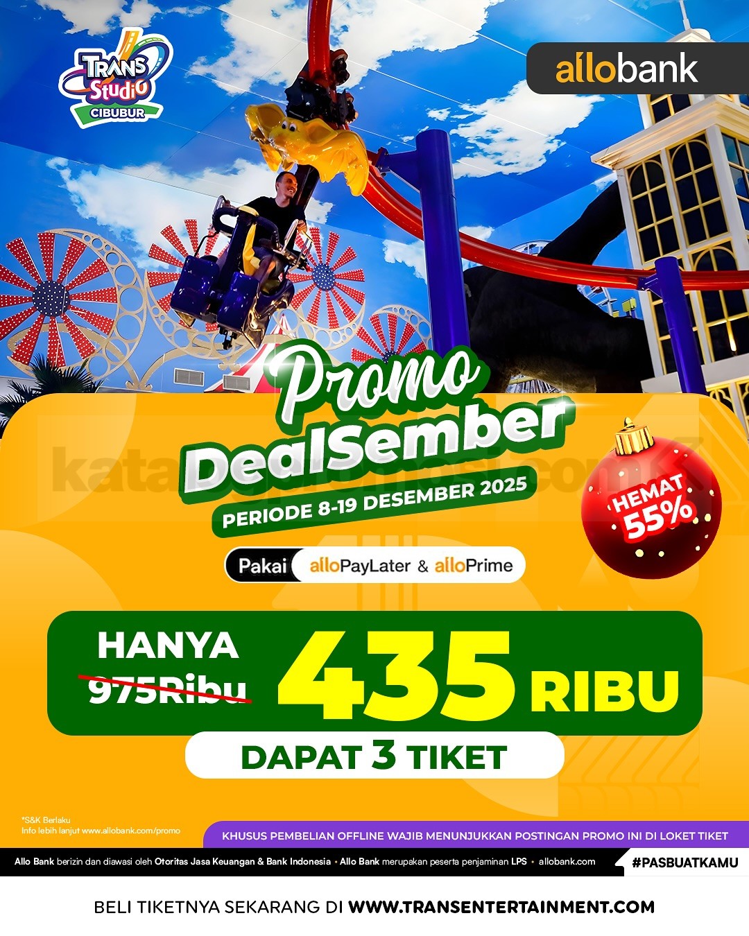 Promo Trans Studio Cibubur Bank Partners Diskon Hingga 55% Promo Trans Studio Cibubur Bank Partners Diskon Hingga 55% paket 3 orang Rp433.000