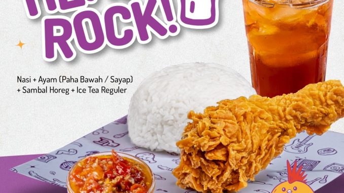 Promo Wizzmie Heavy Rock Paket Nasi Ayam mulai Rp. 17.727 dengan sambal horeg dan ice tea reguler