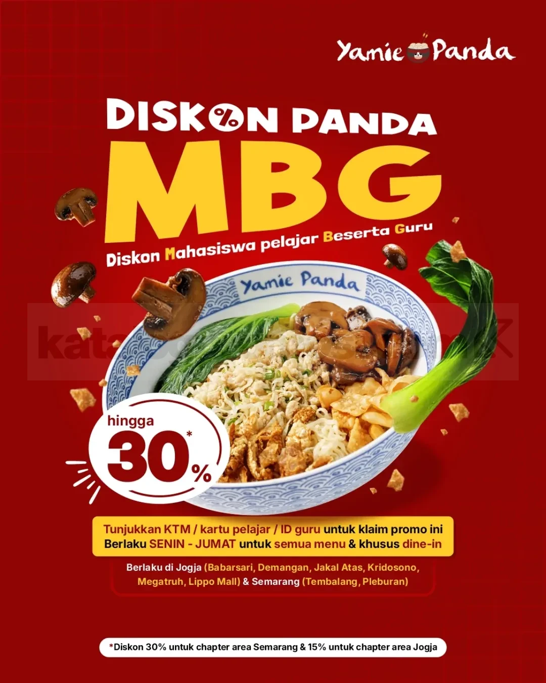 Promo Yamie Panda Diskon Panda MBG Hingga 30% Promo Yamie Panda Diskon Panda MBG Hingga 30% untuk pelajar dan guru dine-in