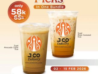 Promo JCO Iced Aren Caramel + Iced Avocado Latte Rp. 58.000 paket bundling kopi size Due