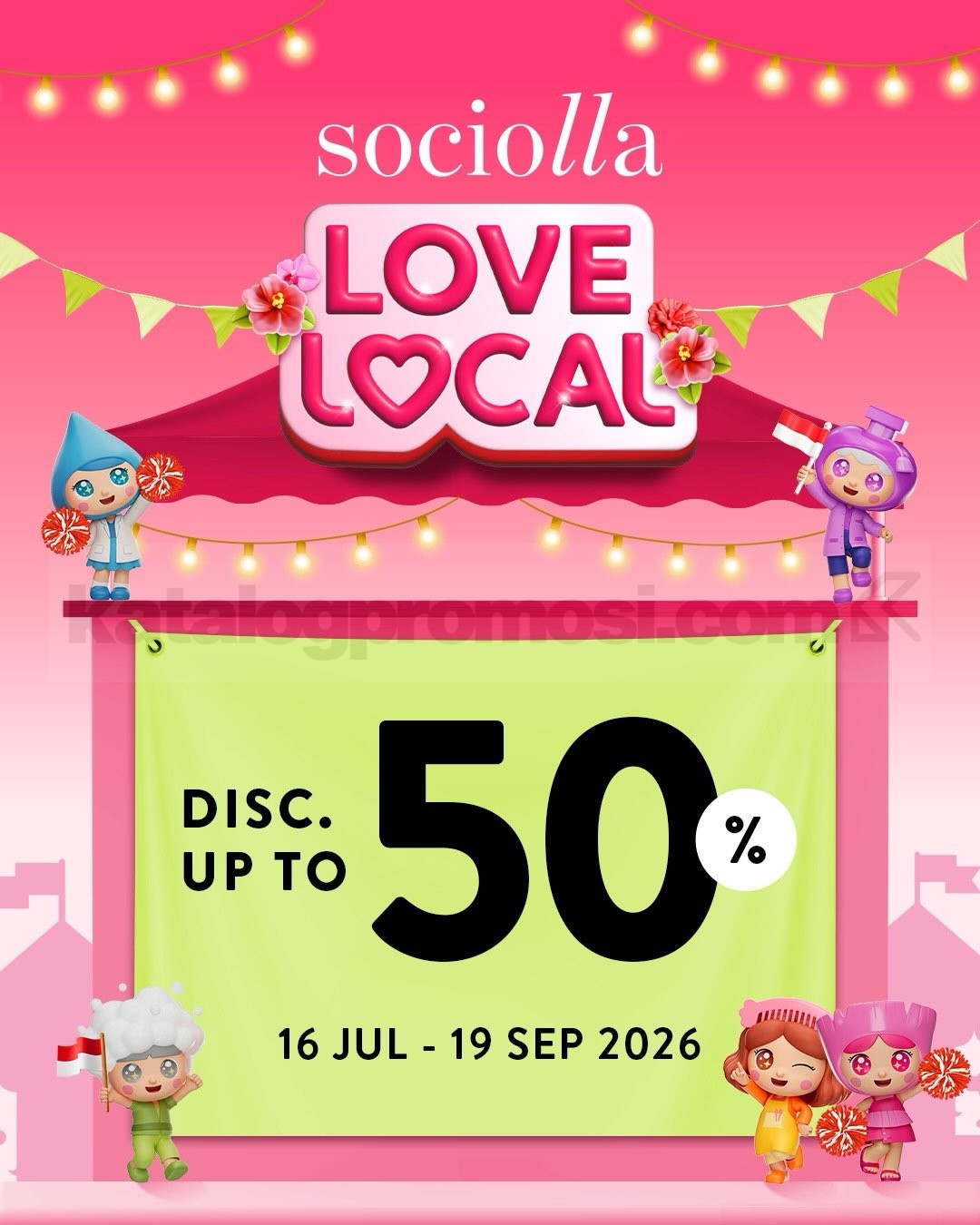 Promo Sociolla Love Local Diskon hingga 50% Promo Sociolla Love Local diskon hingga 50% untuk produk beauty lokal Indonesia.