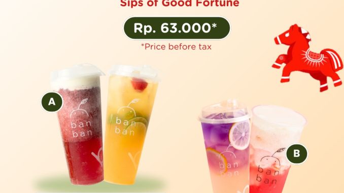 Promo Banban Prosperi-tea Pairs Rp. 70.000 paket duo minuman hemat