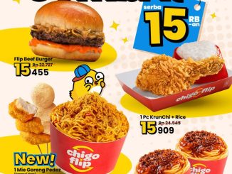 Promo Chigo x Flip CombAt menu mulai Rp. 15 ribu dengan pilihan mie burger ayam dan spaghetti