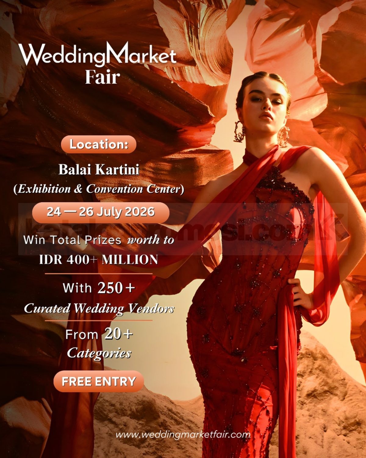 WeddingMarket Fair 2026 WeddingMarket Fair July 2026 di Balai Kartini Jakarta dengan lebih dari 250 vendor pernikahan.