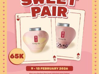 Promo Gong cha Sweet Pair Strawberry Series Gratis Love Bottle Rp. 65 ribu periode 9 - 15 Februari 2026
