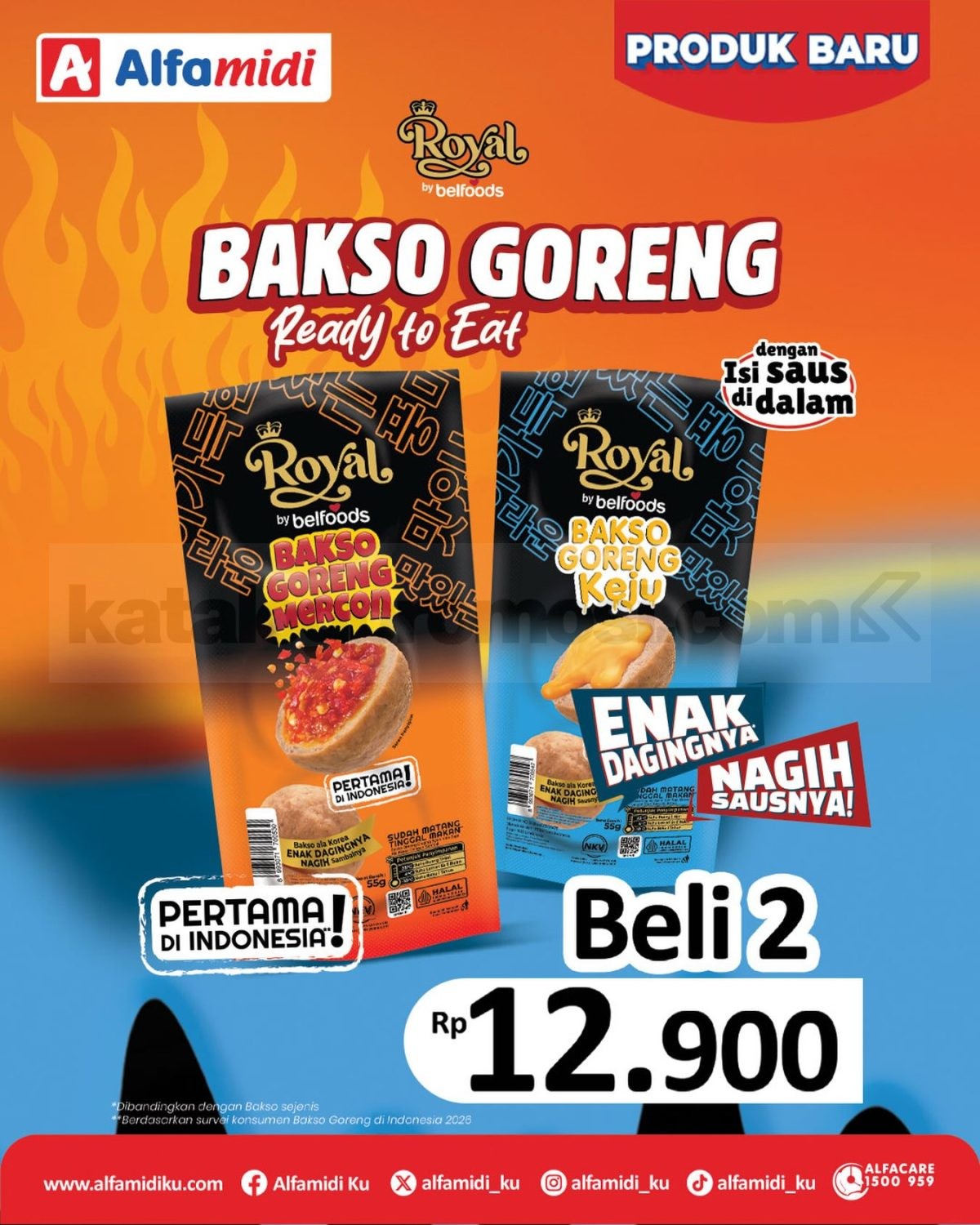 Promo Alfamidi NEW Royal Bakso Goreng Beli 2 Rp12.900 Promo Alfamidi NEW Royal Bakso Goreng Beli 2 Rp12.900 varian Mercon dan Keju selama Agustus 2026
