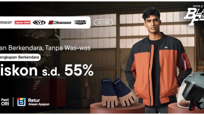 Promo Blibli Auto Black Friday Diskon 55% helm dan jaket riding original 20 Februari 2026