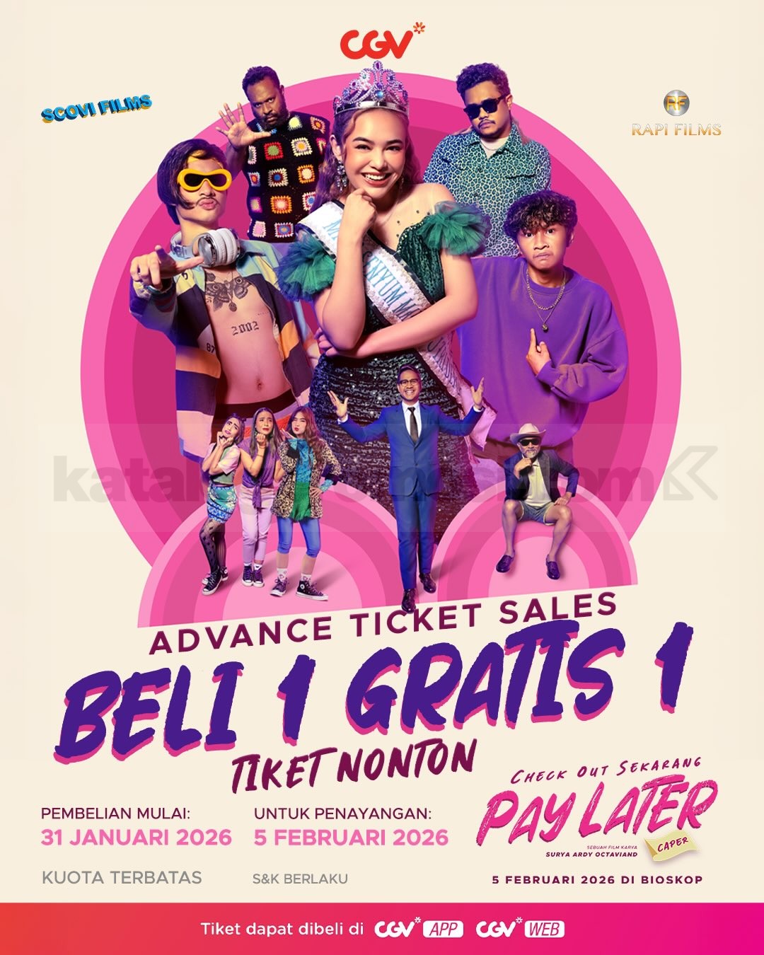Promo CGV Beli 1 Gratis 1 Tiket Check Out Sekarang, Pay Later Promo CGV Beli 1 Gratis 1 Tiket Check Out Sekarang, Pay Later periode Januari 2026