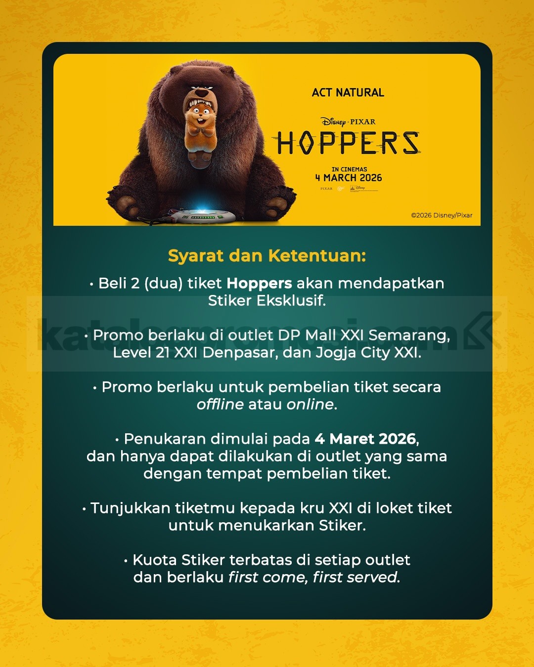 Promo Cinema XXI Hoppers Dapat Stiker Eksklusif Promo Cinema XXI Hoppers Dapat Stiker Eksklusif 1